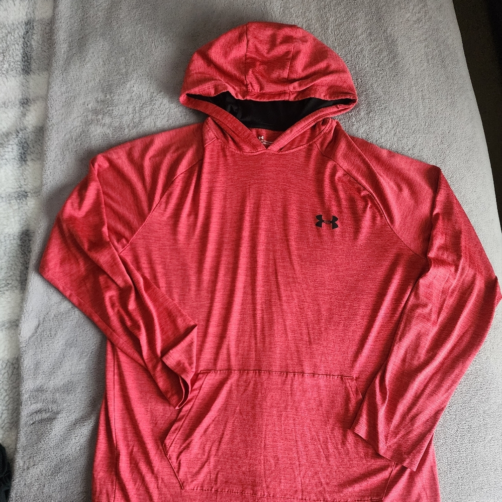 Under Armour Men's Red Lightweight Heatgear Running Hoodie Jacket